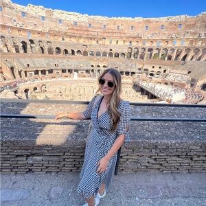 Tommy Hilfiger Navy and White Gingham Wrap Dress.